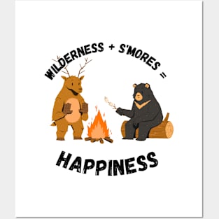 Wilderness + S'mores = Happiness, Gift, Funny, Humor, Wild animals Posters and Art